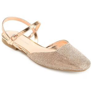 Journee Collection Women's Nysha Buckle Square Toe Ballet Flats, Bronze 10M